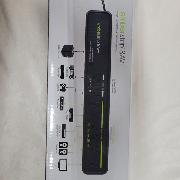 Surge protected Power Strip emberstrip 8 AV+ New in box - Picture 3 of 8